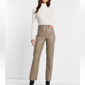 EXPRESS NWT Super High Waisted Faux Leather Modern Straight Pant size 0 regular